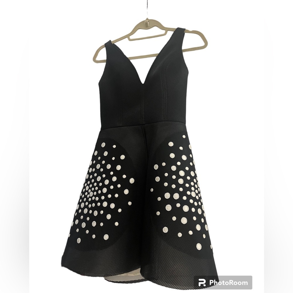 Women’s Joanna Mastroianna Black and White Dress with Velvet Detail